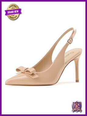 Pointed Toe Slingback Stiletto Heels Pumps Bow Dress Shoes